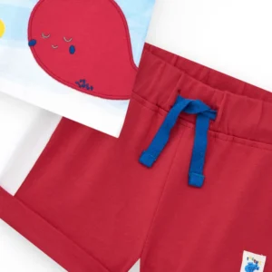 Αγορίστικο Βρεφικό Σετ με Κόκκινο Σορτσάκι και Θαλάσσια Μπλούζα TUC TUC - Image 3