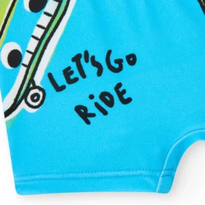 Αγορίστικο μαγιό σορτς μπλε με skate και μήνυμα Let's Go Ride TUC TUC - Image 3