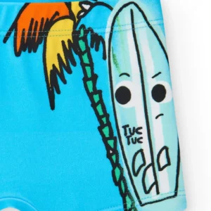 Αγορίστικο μαγιό σορτς μπλε με skate και μήνυμα Let's Go Ride TUC TUC - Image 4