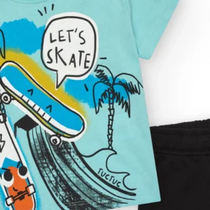 Αγορίστικο σετ μπλούζα μπλε με skate και σορτς μαύρο TUC TUC - Image 2