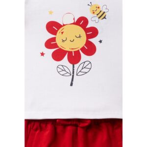 Σετ STREET MONKEY με μπλούζα λουλούδι και κόκκινο σορτσάκι - Image 3