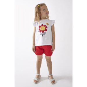 Σετ STREET MONKEY με μπλούζα λουλούδι και κόκκινο σορτσάκι - Image 4