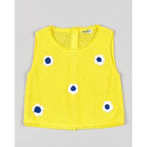 Πλεκτό μπλουζάκι LOSAN κίτρινο με λουλούδια - Image 1