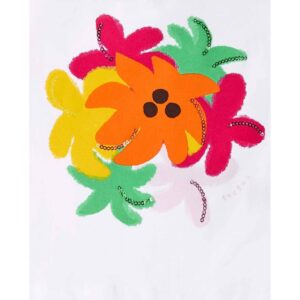 Μπλουζάκι TUC TUC λευκό με πολύχρωμο λουλούδι & παγιέτες - Image 4