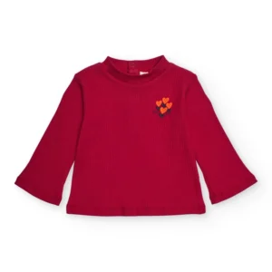 Κόκκινη Ριπ Μπλούζα με Κεντημένες Καρδιές – TUC TUC - Image 1