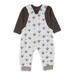Βρεφικό σετ σαλοπέτα με μπλούζα μακρυμάνικη, γκρι με σχέδια - Image 2