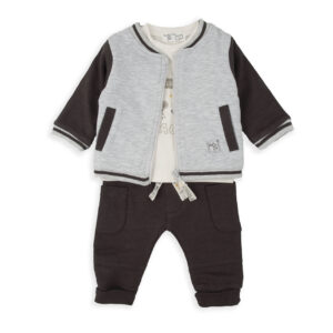 Βρεφικό Σετ 3 Τεμαχίων με Παντελόνι Φόρμα, Μακρυμάνικη Μπλούζα & Ζακέτα - Image 1