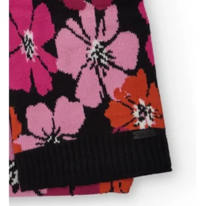 TUC TUC παιδικό σετ σκουφί & κασκόλ με φλοράλ μοτίβο και pom pom – Φούξια - Image 3