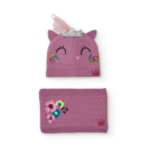 TUC TUC παιδικό σετ σκουφί & λαιμουδιά μονόκερος – Λιλά - Image 1