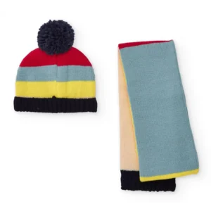 Σετ παιδικό σκουφάκι με pom pom και κασκόλ πολύχρωμο TUC TUC - Image 2