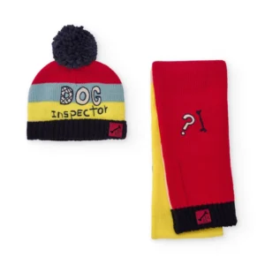 Σετ παιδικό σκουφάκι με pom pom και κασκόλ πολύχρωμο TUC TUC - Image 1