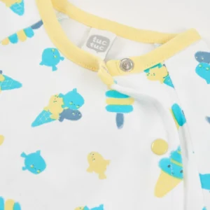 Βρεφικό Φορμάκι Λευκό με Παγωτά και Κίτρινη Τσέπη TUC TUC - Image 3