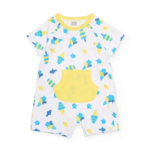 Βρεφικό Φορμάκι Λευκό με Παγωτά και Κίτρινη Τσέπη TUC TUC - Image 1