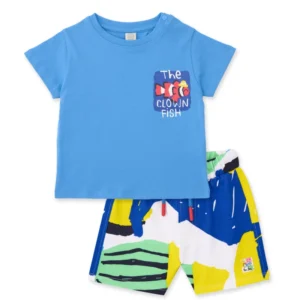 TUC TUC Παιδικό Σετ Μπλε Μπλουζάκι με Πολύχρωμο Σορτσάκι - Image 1