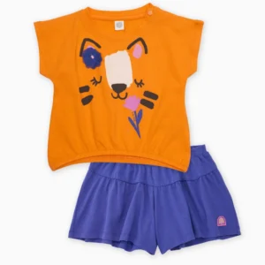 TUC TUC Παιδικό Σετ Πορτοκαλί Μπλουζάκι με Μωβ Σορτσάκι - Image 1