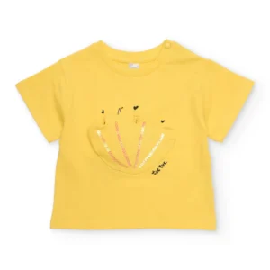 Παιδικό Σετ Μπλούζα και Κολάν Κίτρινο με Μαύρα Λουλούδια TUC TUC - Image 2