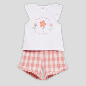 Σετ STREET MONKEY μπλουζάκι Beautiful Flowers και καρό σορτσάκι - Image 1