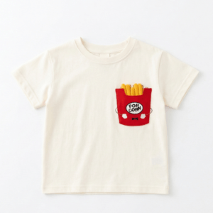 Παιδικό μπλουζάκι κοντομάνικο με τσέπη και τύπωμα πατάτες - Image 1