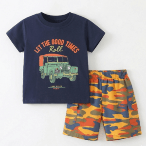 Παιδικό σετ μπλουζάκι και σορτσάκι με σχέδιο αυτοκίνητο - Image 1