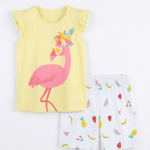 Παιδικό σετ μπλουζάκι και σορτσάκι με φλαμίνγκο - Image 1