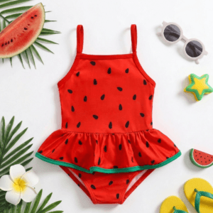 Παιδικό Μαγιό Ολόσωμο με Βολάν Καρπούζι - Image 1